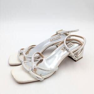 Badgley Mischka Brisa Crystal Ankle Strap Sandal Women's White Size US5.5 EU36
